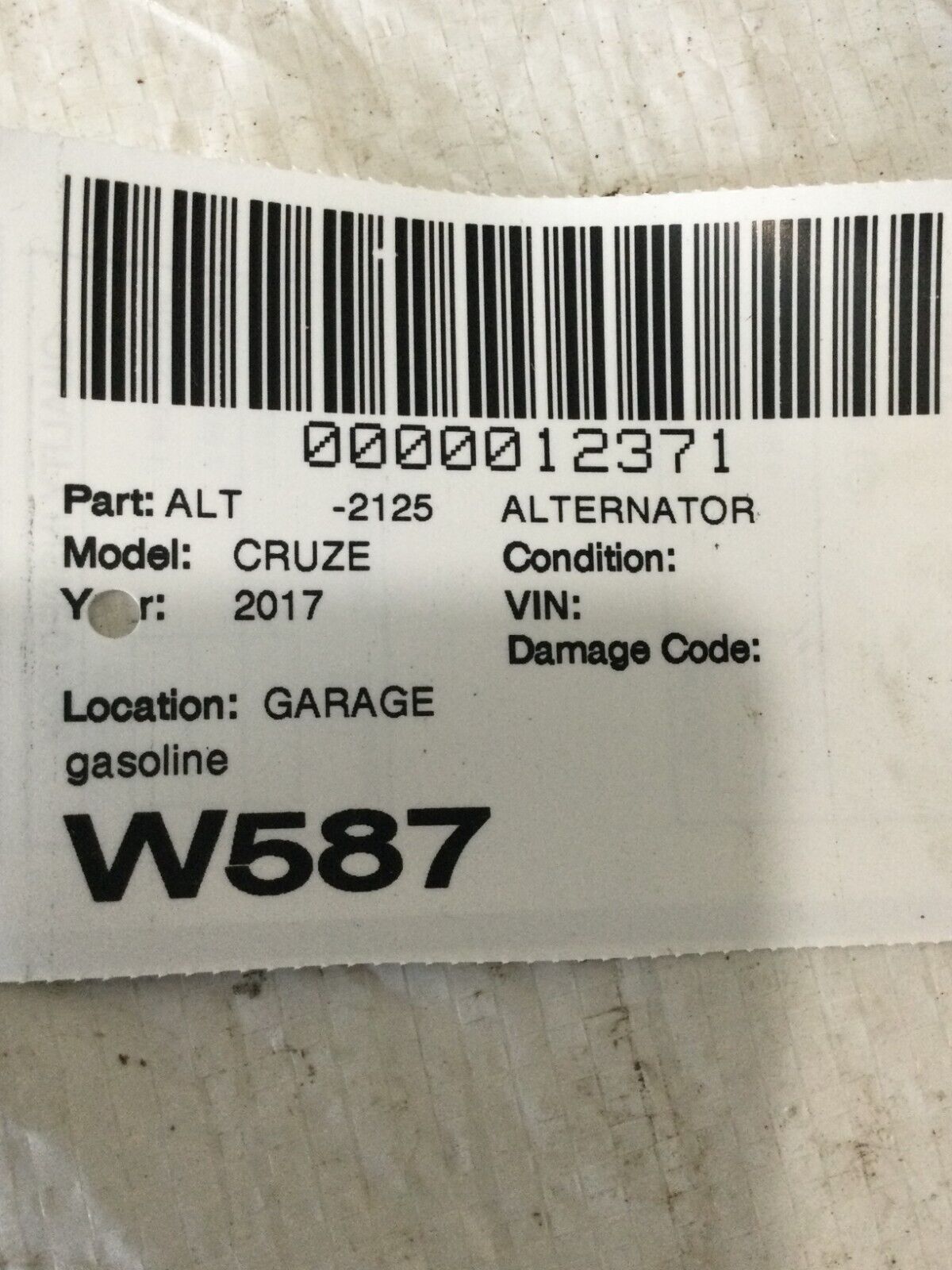 2017 Chevrolet Cruze Alternator Generator Gasoline OEM