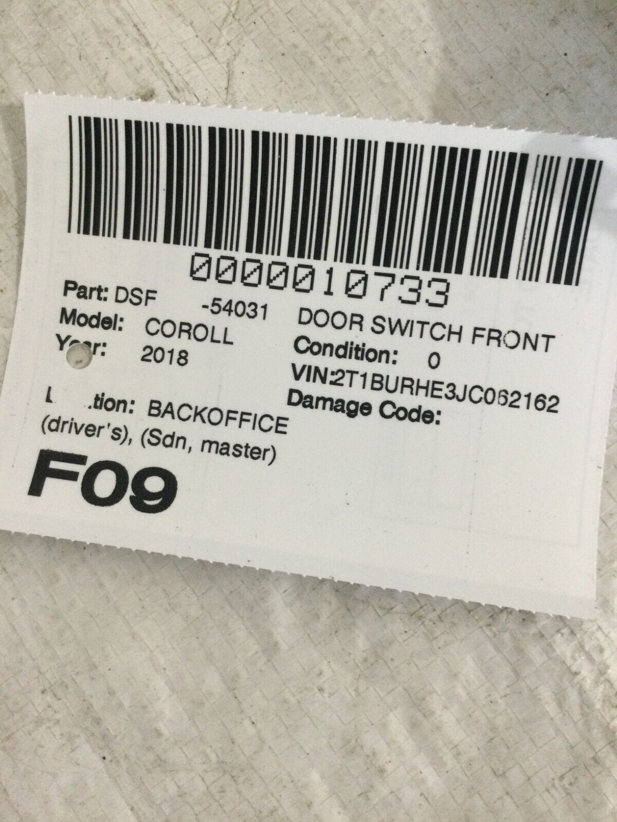 2018 Toyota Corolla Front Left Driver Master Power Window Switch OEM