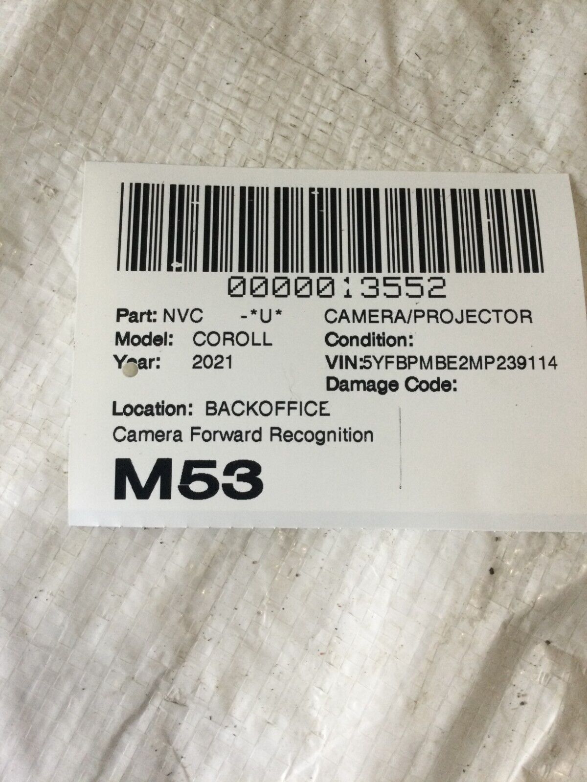 2021 Toyota Corolla Forward Recognition Camera /Projector 10r-049726 OEM