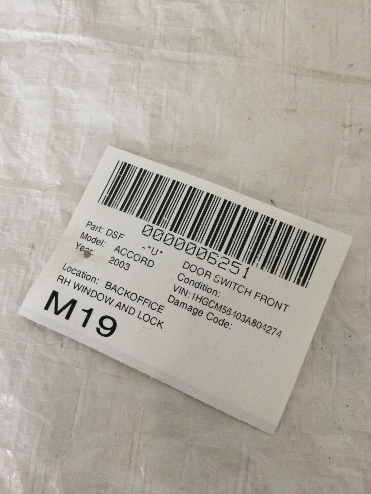 2003-2007 Honda Accord Front Right Passenger Window Control Switch OEM RH