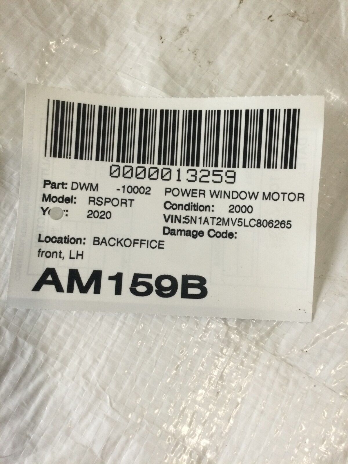 2020 Nissan Rogue Front Left Power Window Regulator Motor OEM