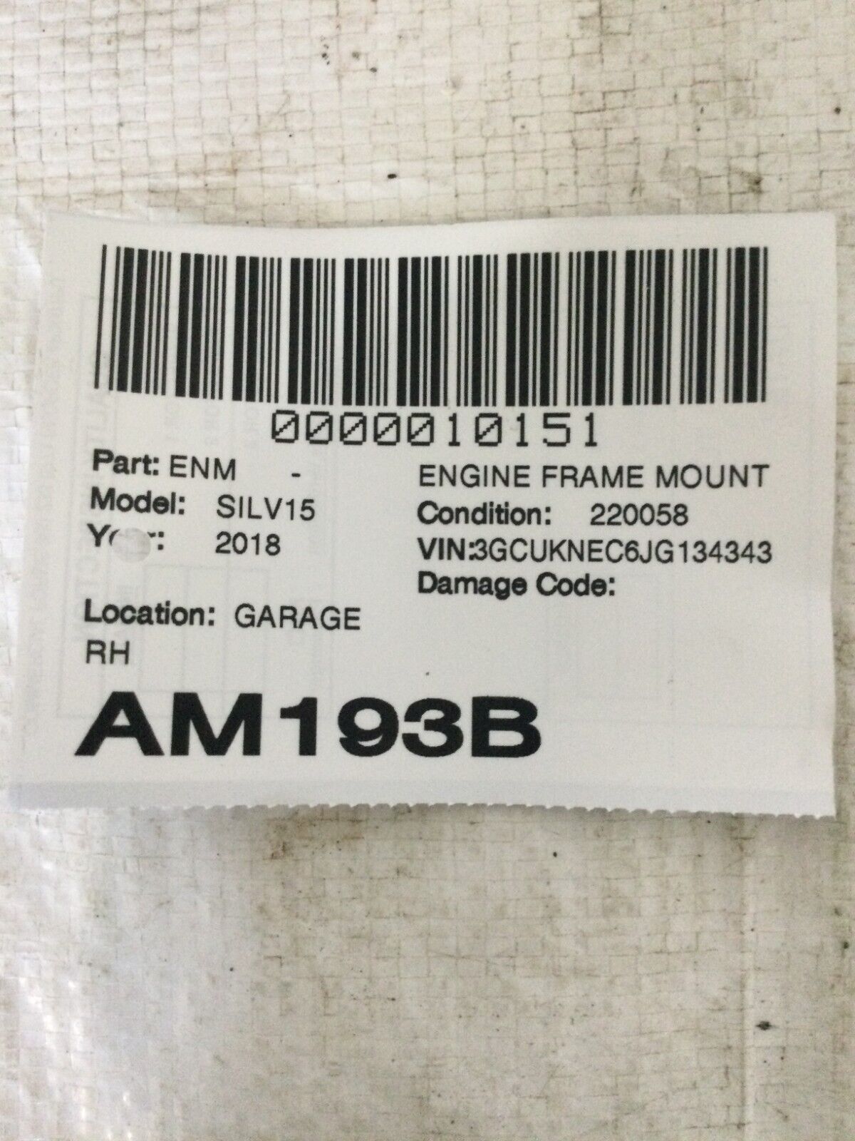 2018 Chevrolet Silverado 1500 Right Engine Frame Mount OEM 84175580