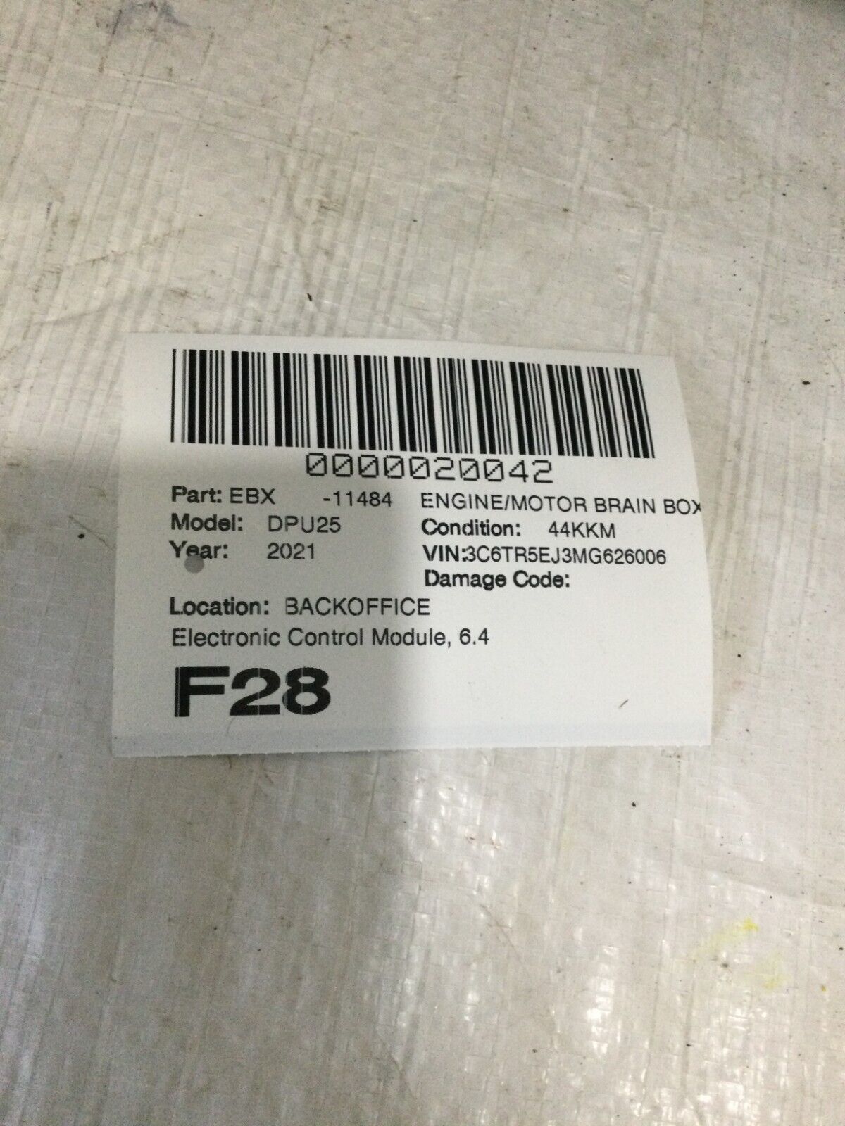 2021 Ram Dodge 2500 Electronic Control Module ECM OEM