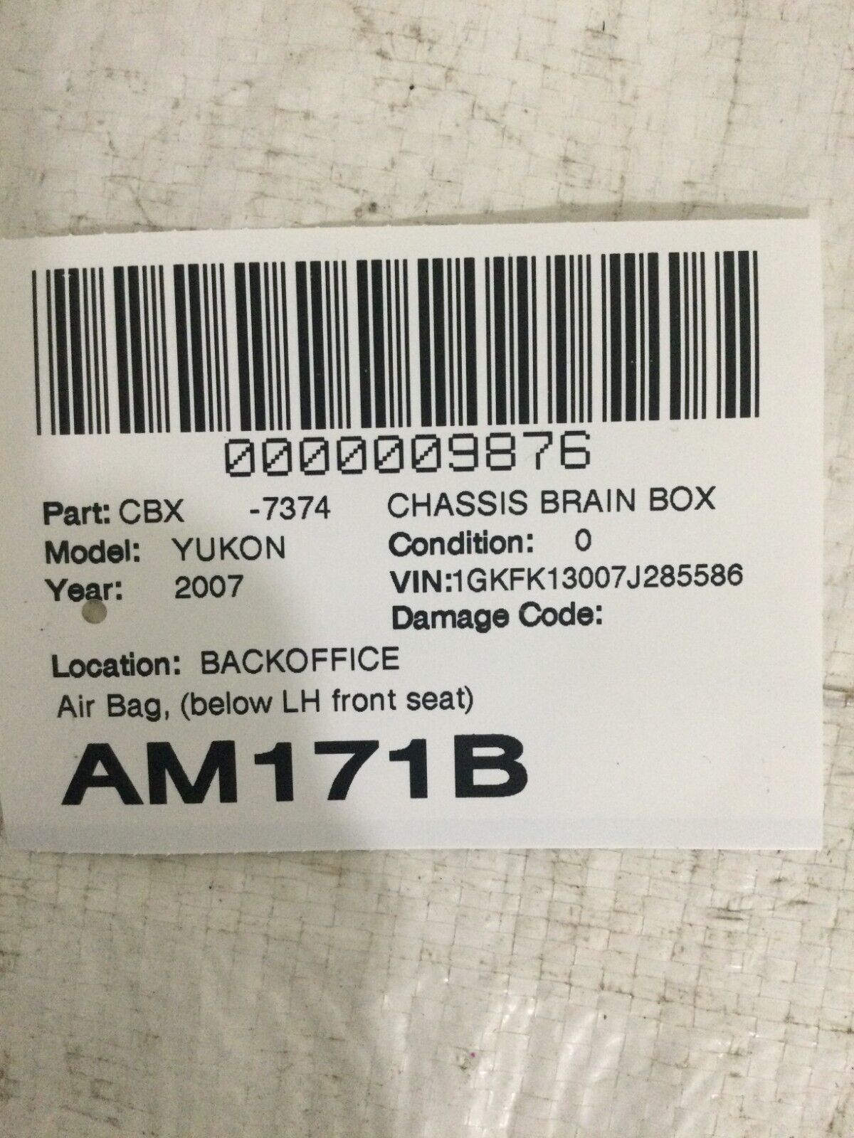2007 GMC Yukon SRS Control Module 15905809 OEM
