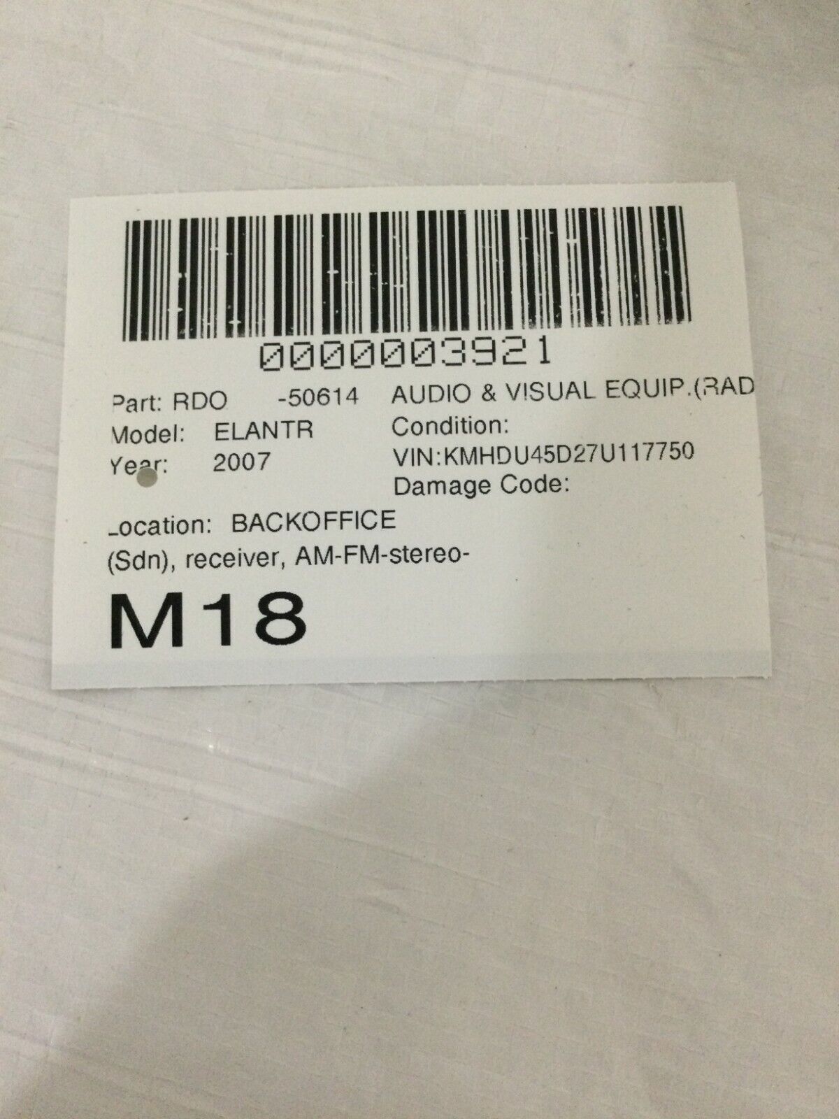 2007-2009 Hyundai Elantra MP3 Music Player 06961-96013 OEM