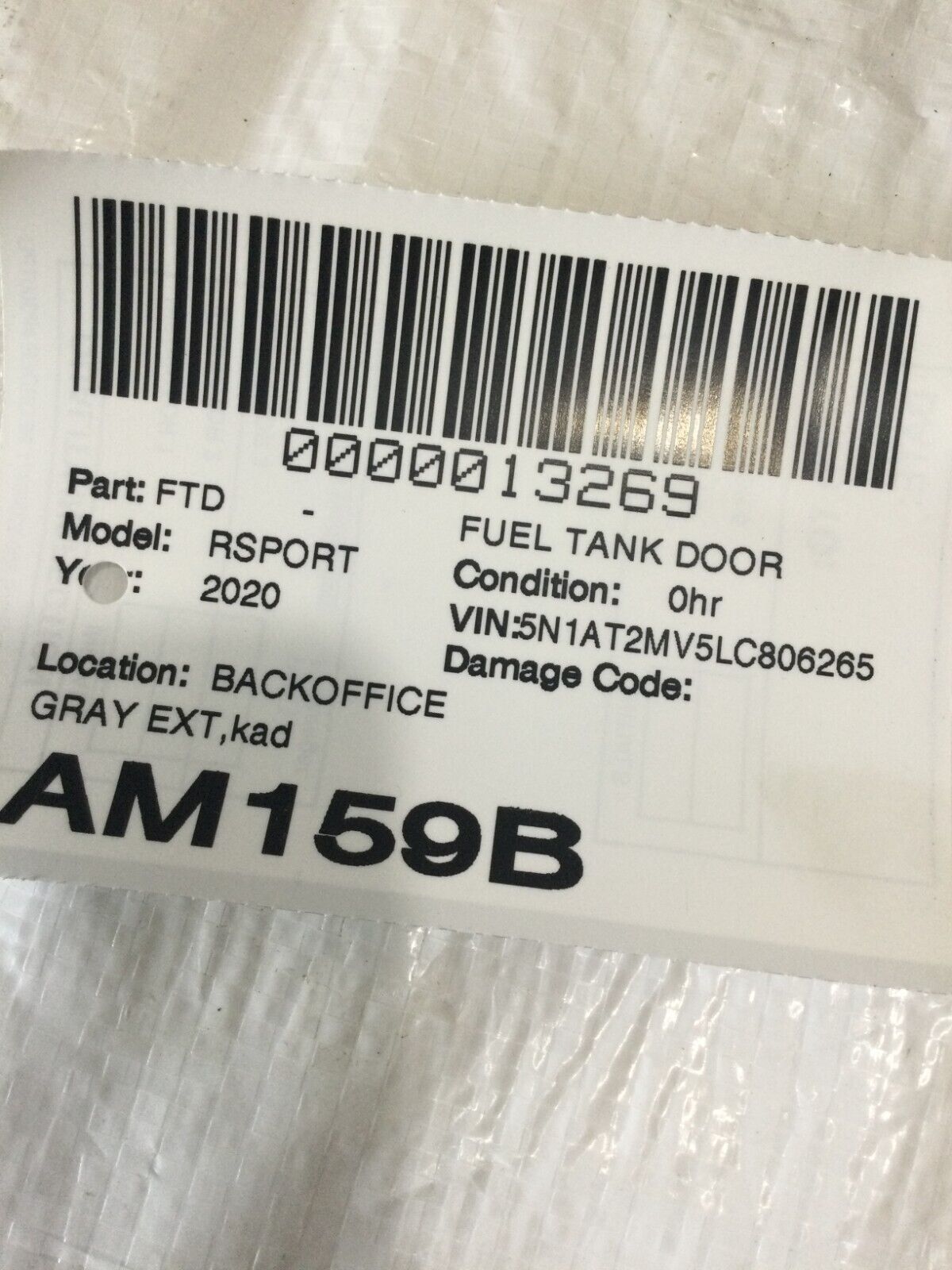 2020 Nissan Rogue Fuel Tank Door Lid OEM