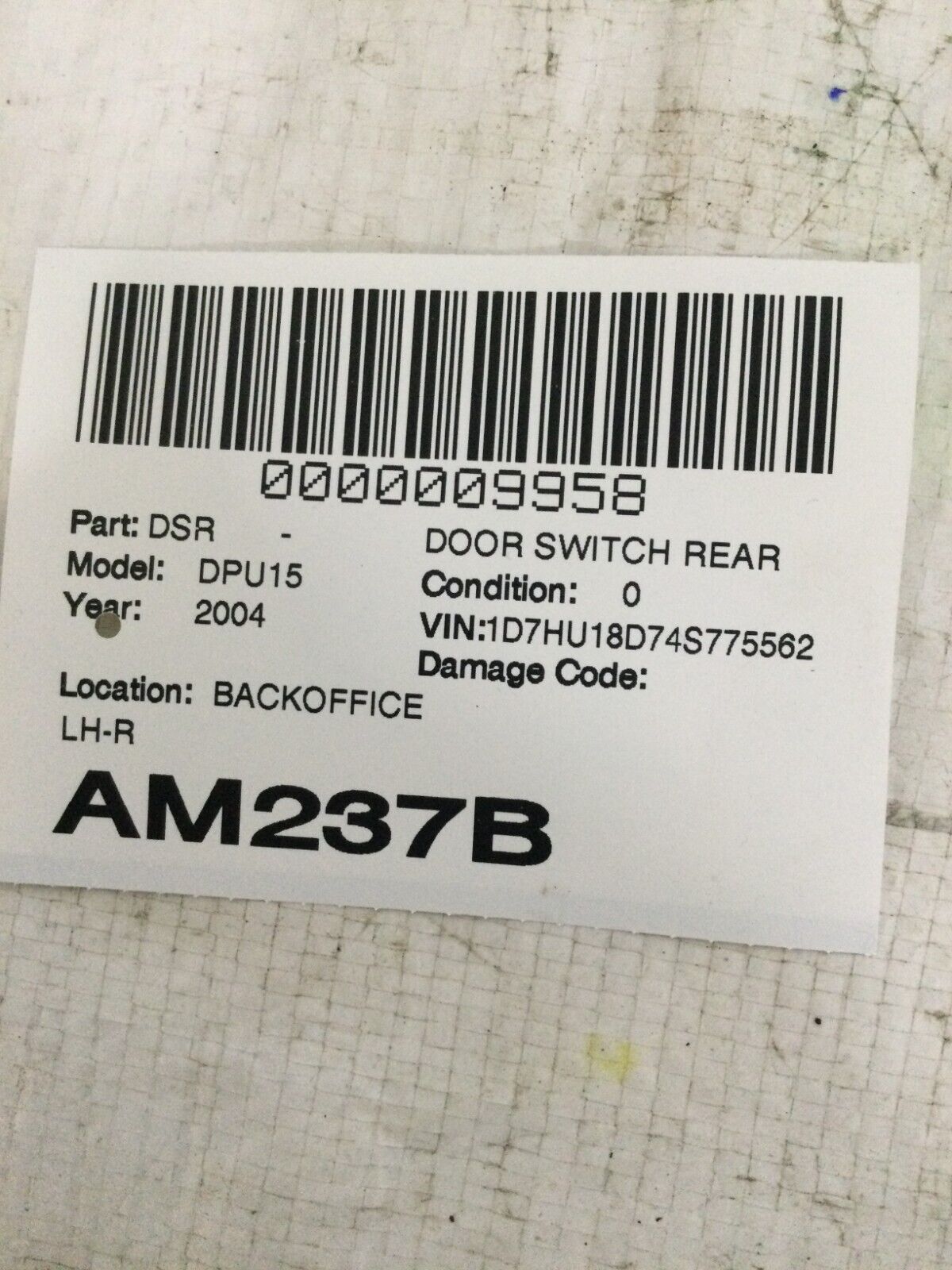 Rear Left Window Switch with Bezel 2003-2005 Ram 1500 2500 3500 OEM 56007695AC