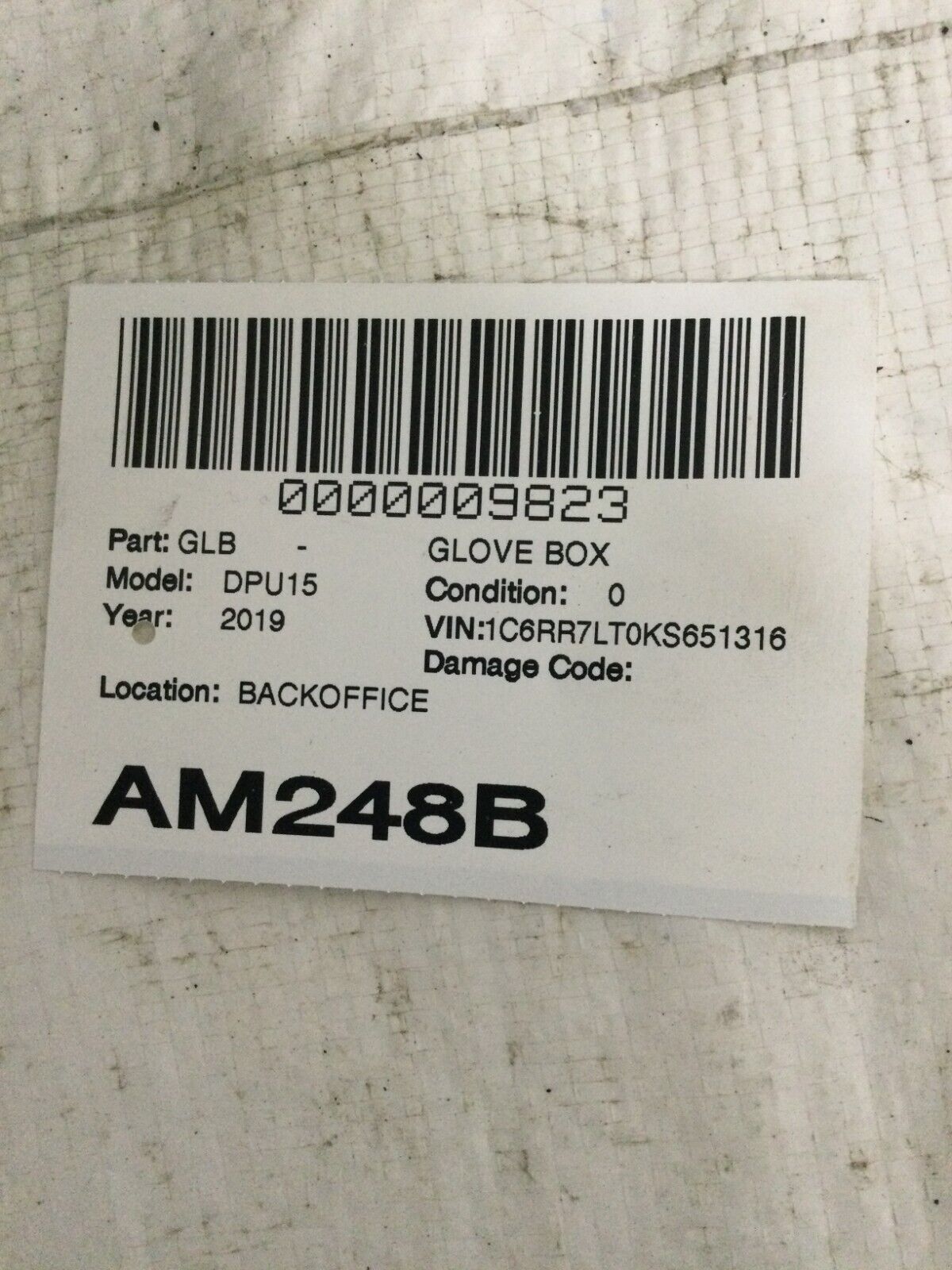 2019 Dodge Ram 1500 Dash Right Glove Box 2304264 OEM