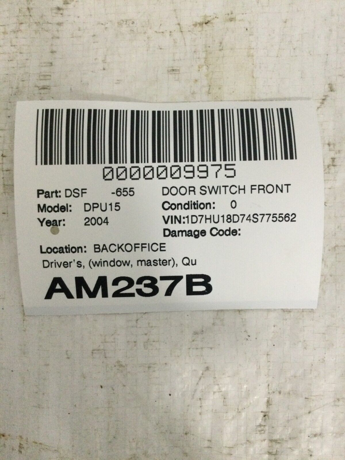 2004 Dodge Ram 1500 Front Left Driver Master Power Window Switch OEM