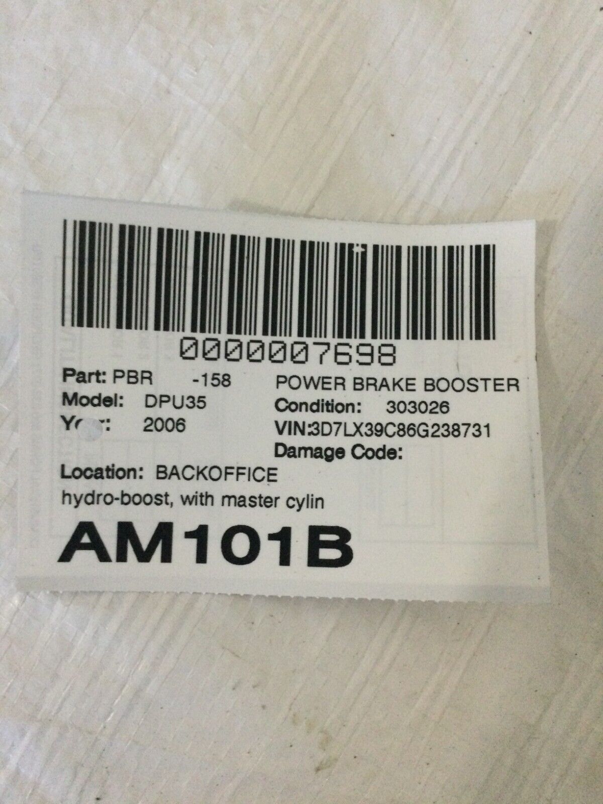 2006 Dodge Ram 2500 5.9L Diesel Power Brake Hydro Booster W/ Reservoir OEM