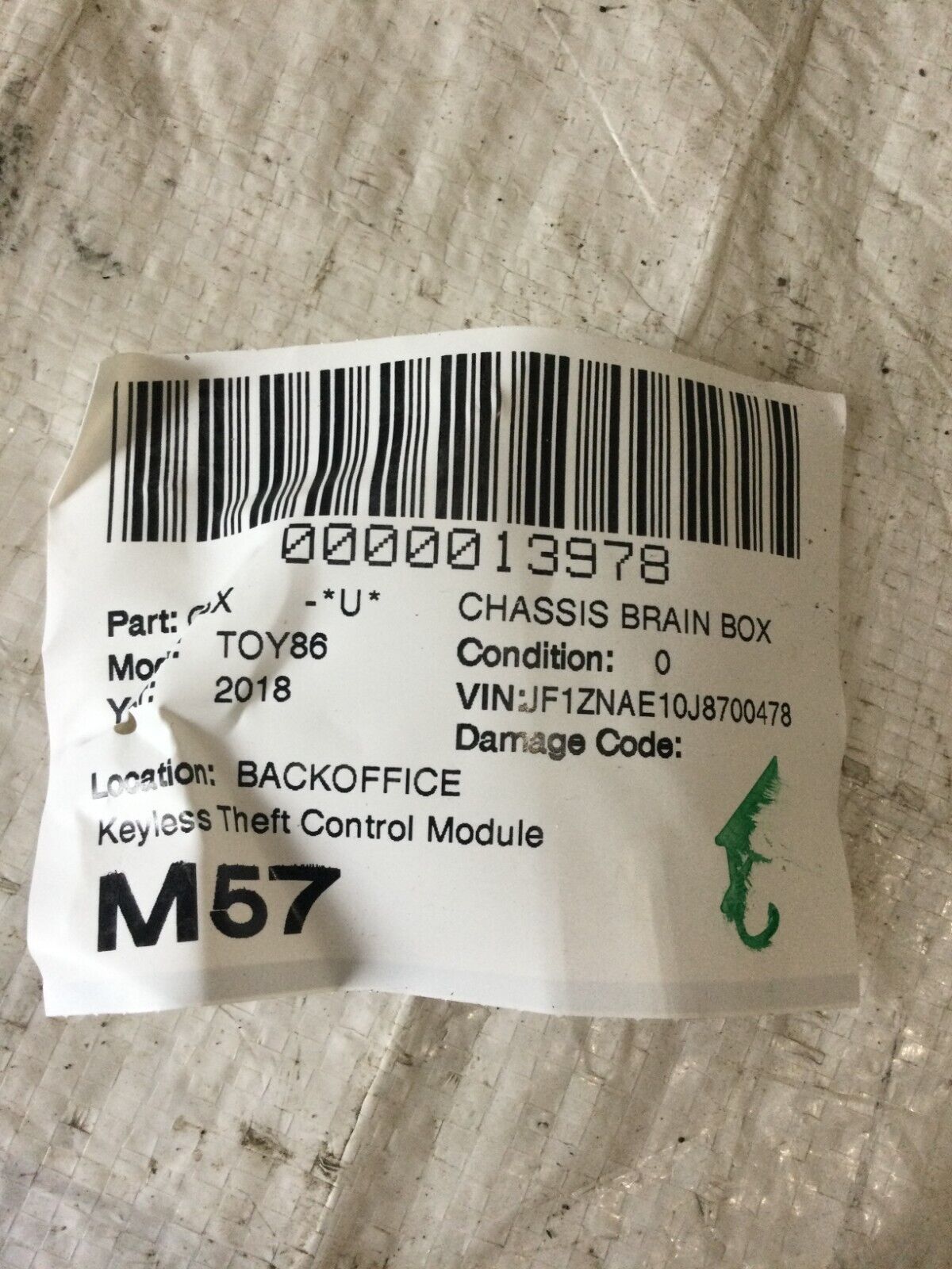 2018 Toyota 86 Anti Theft Keyless Entry Module OEM 38831CA030