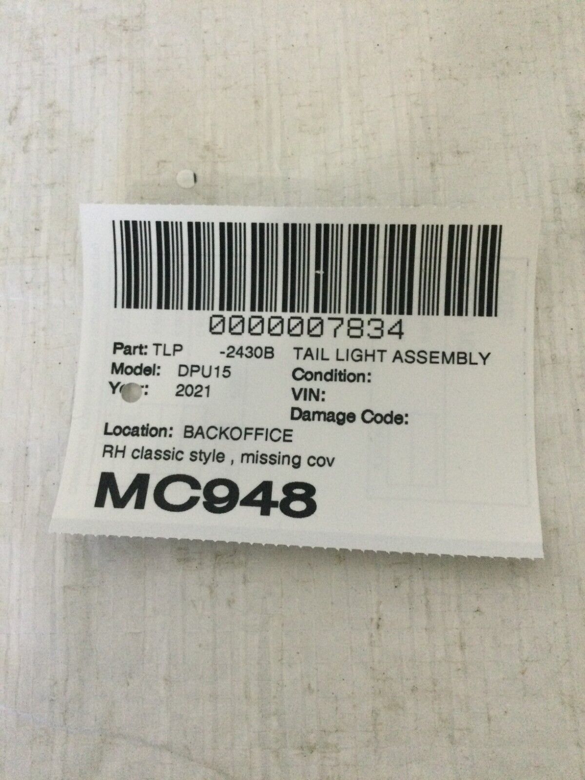 2021 Ram 1500 LED Tail Light Brake Lamp Passenger Right Side Black Trim OEM