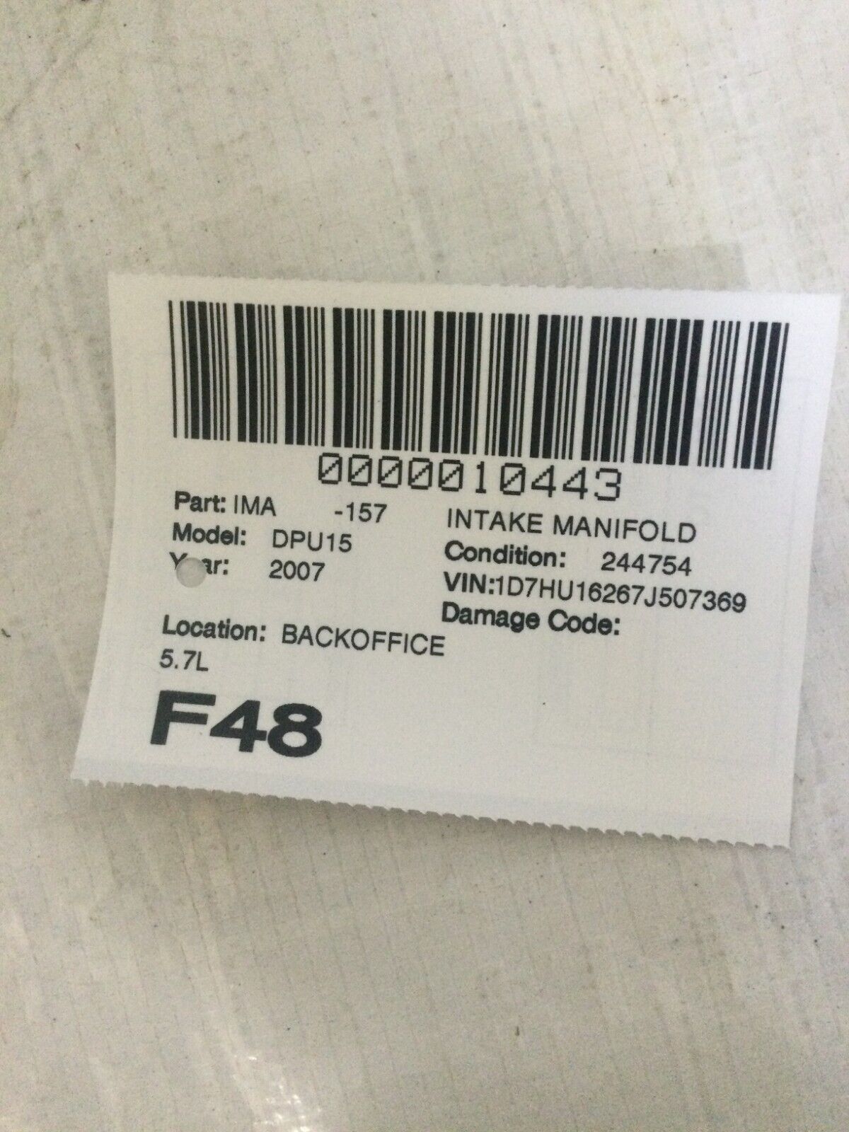 2003-2008 Dodge Ram 1500 5.7L Hemi Air Intake Resonator Housing Box OEM 53032463