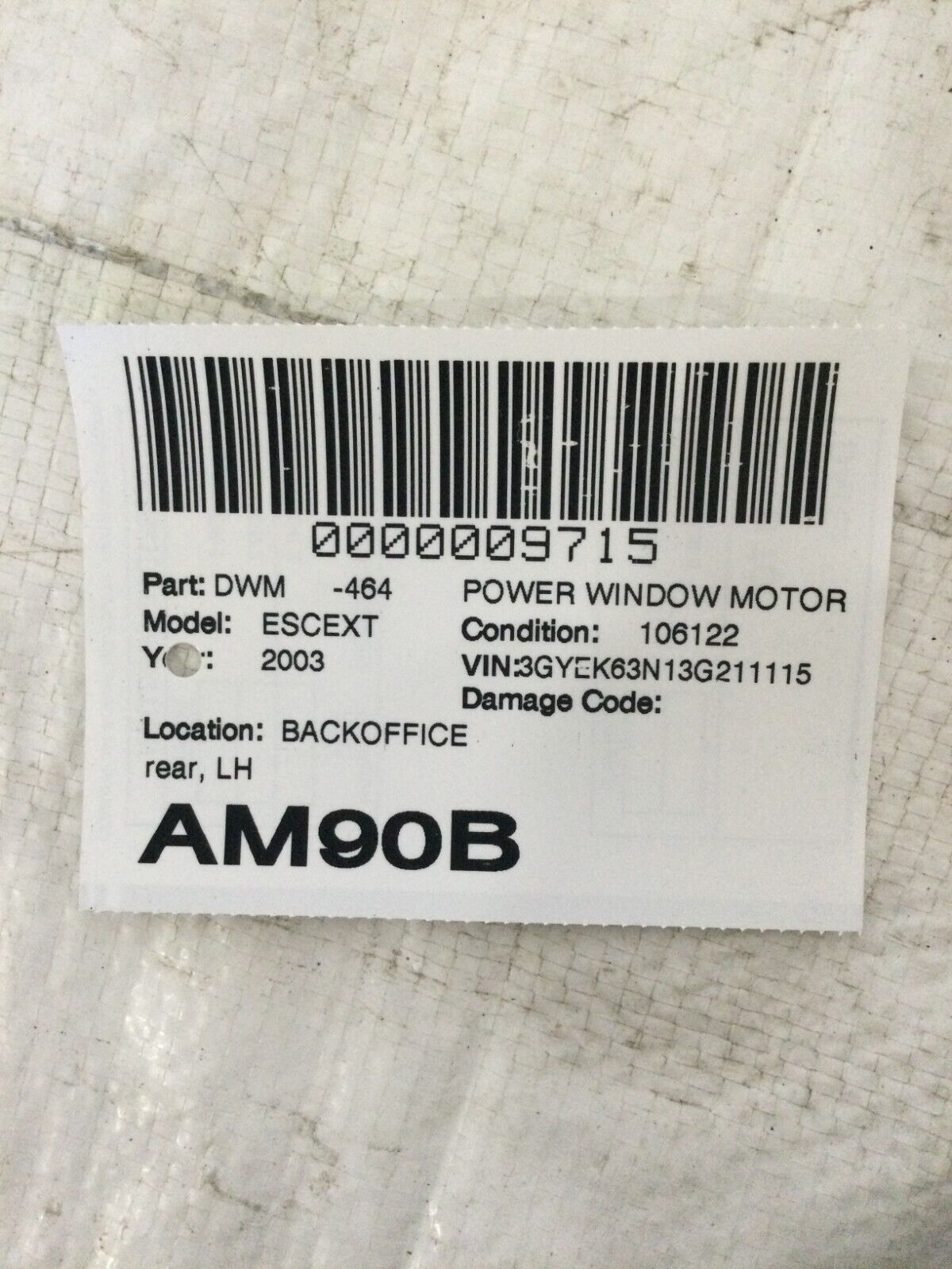 2003-2006 Cadillac Escalade EXT Rear Left Power Window Motor OEM