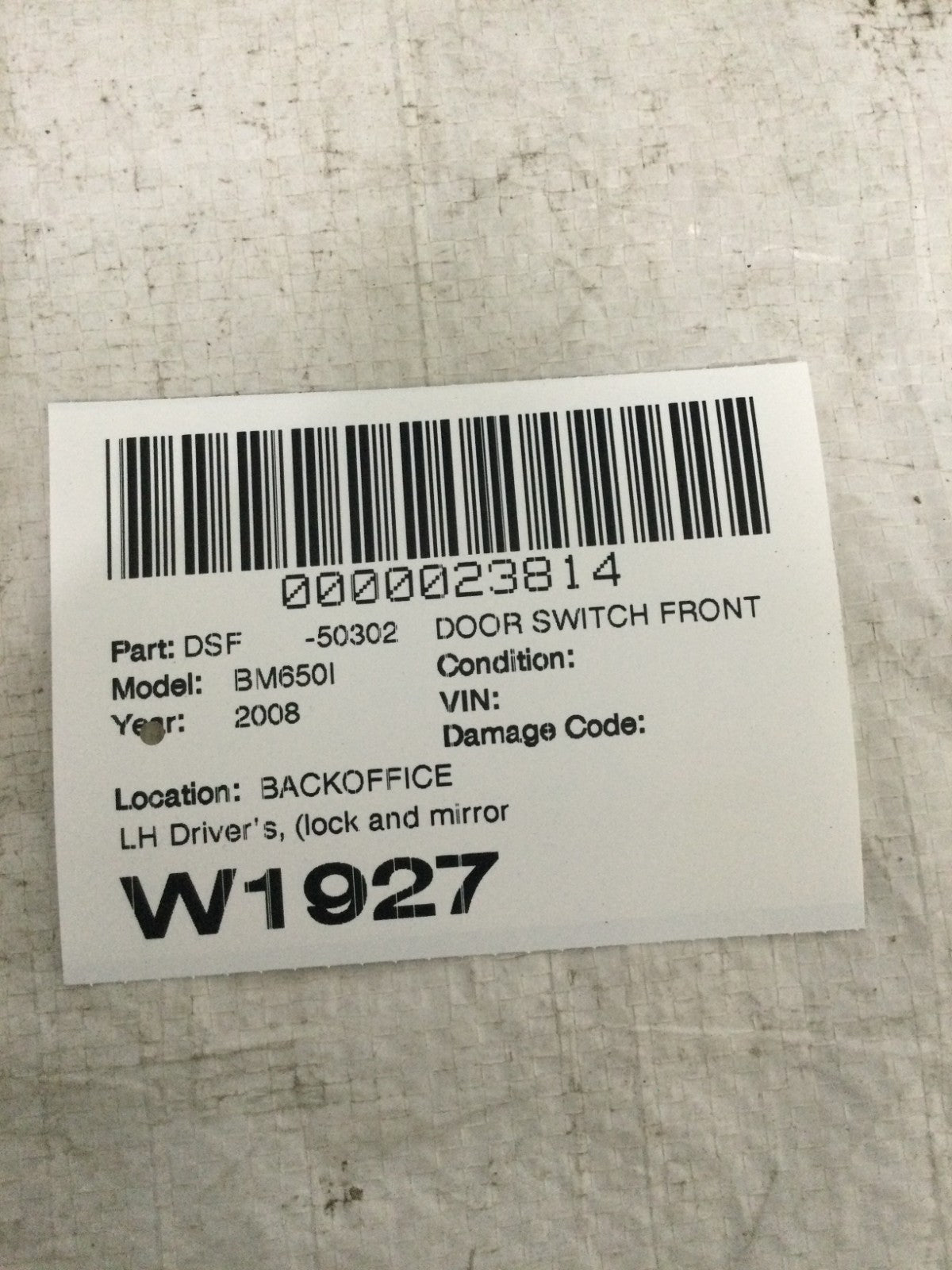 2002-2005 BMW E66 745Li Master Power Window Switch OEM 6917105