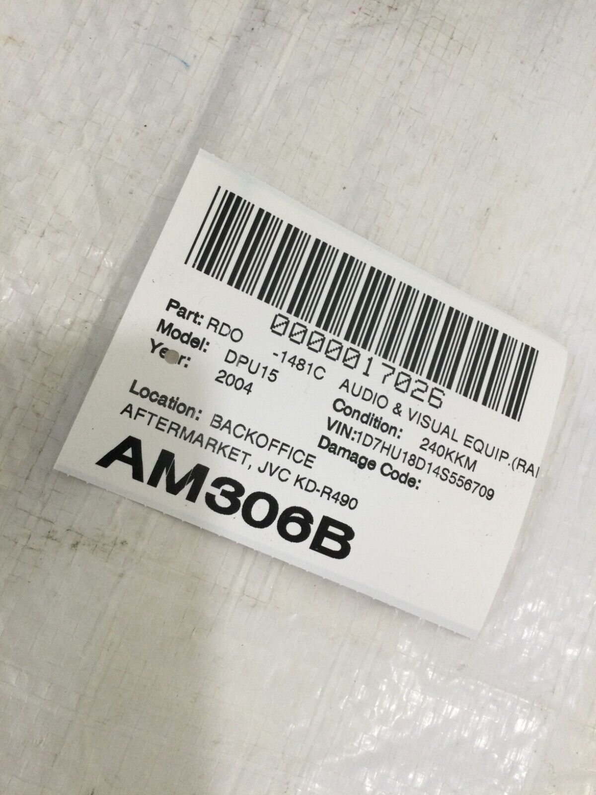 2004 Dodge Ram 1500 Aftermarket JVC STEREO RADIO KD-R490 OEM