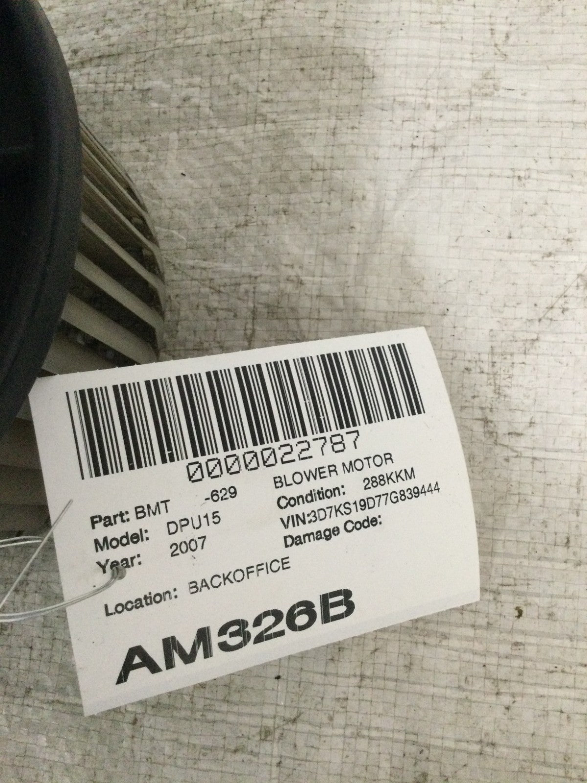 2007 Dodge Ram 1500 Blower Motor OEM AY166100-0393
