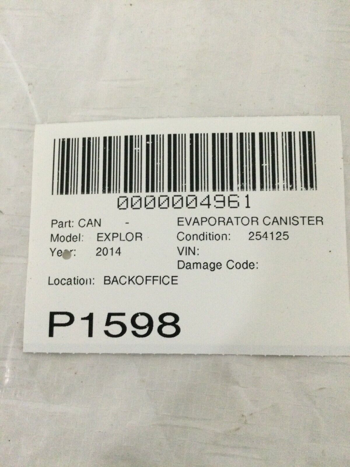 Fuel Vapor Canister 2014 Ford Explorer AG13-9D653-BA  OEM