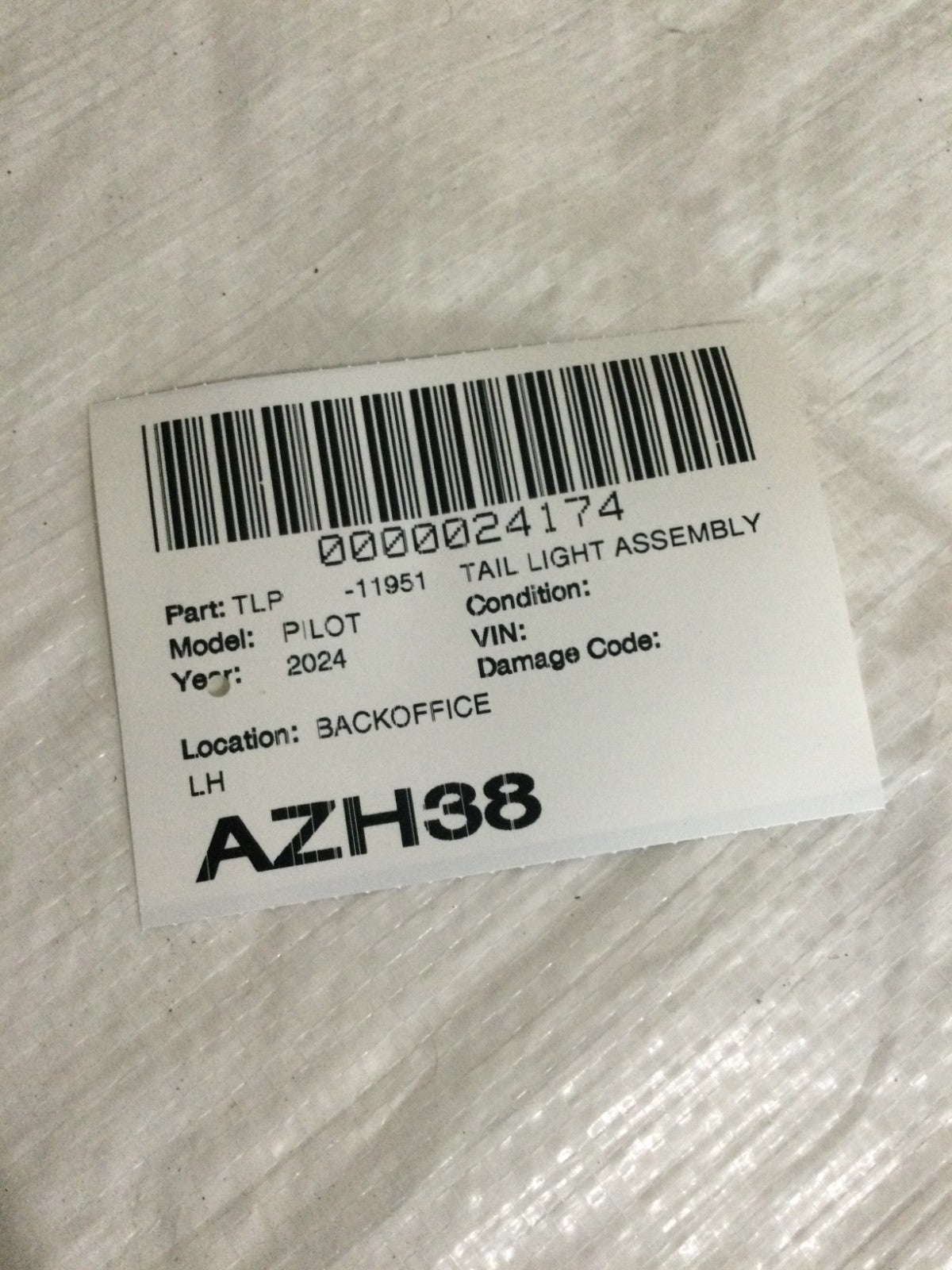 2023-2024 Honda Pilot Rear LH Driver Side Outer LED Tail Light OEM