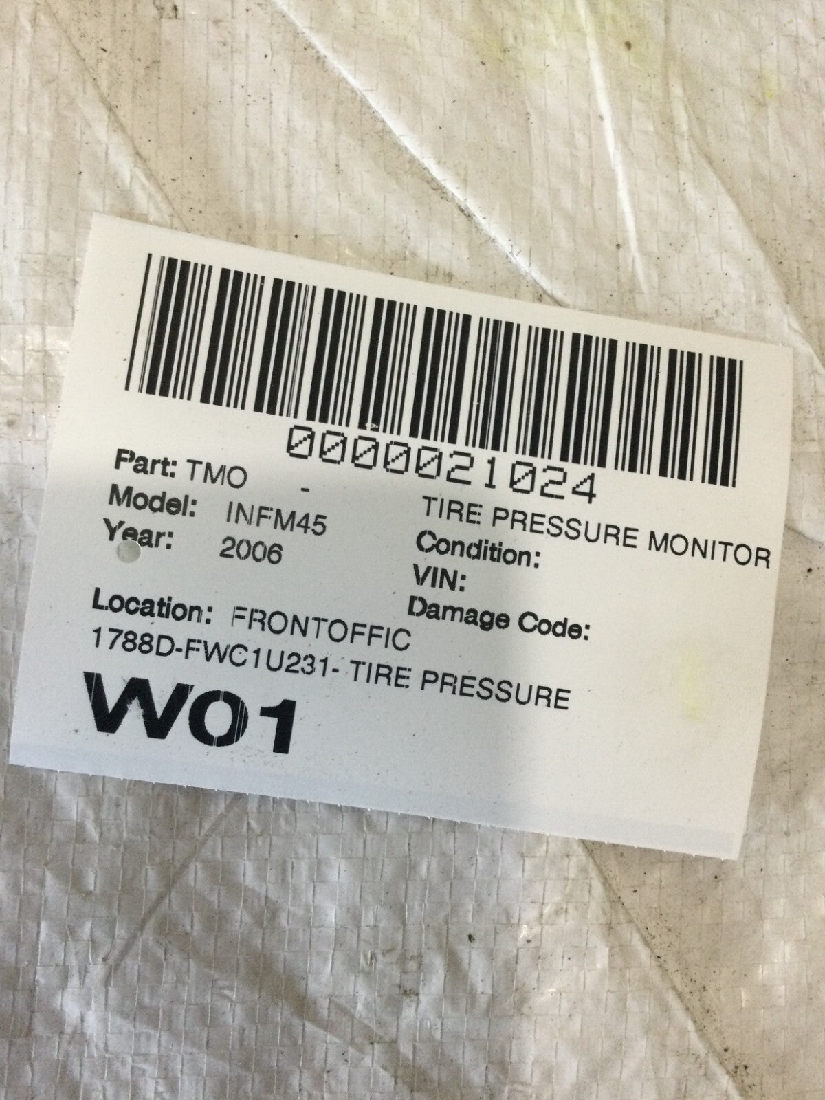2006 Infiniti M45 TPMS Tire Pressure Monitor Antenna Sensor OEM 40740-EH10A