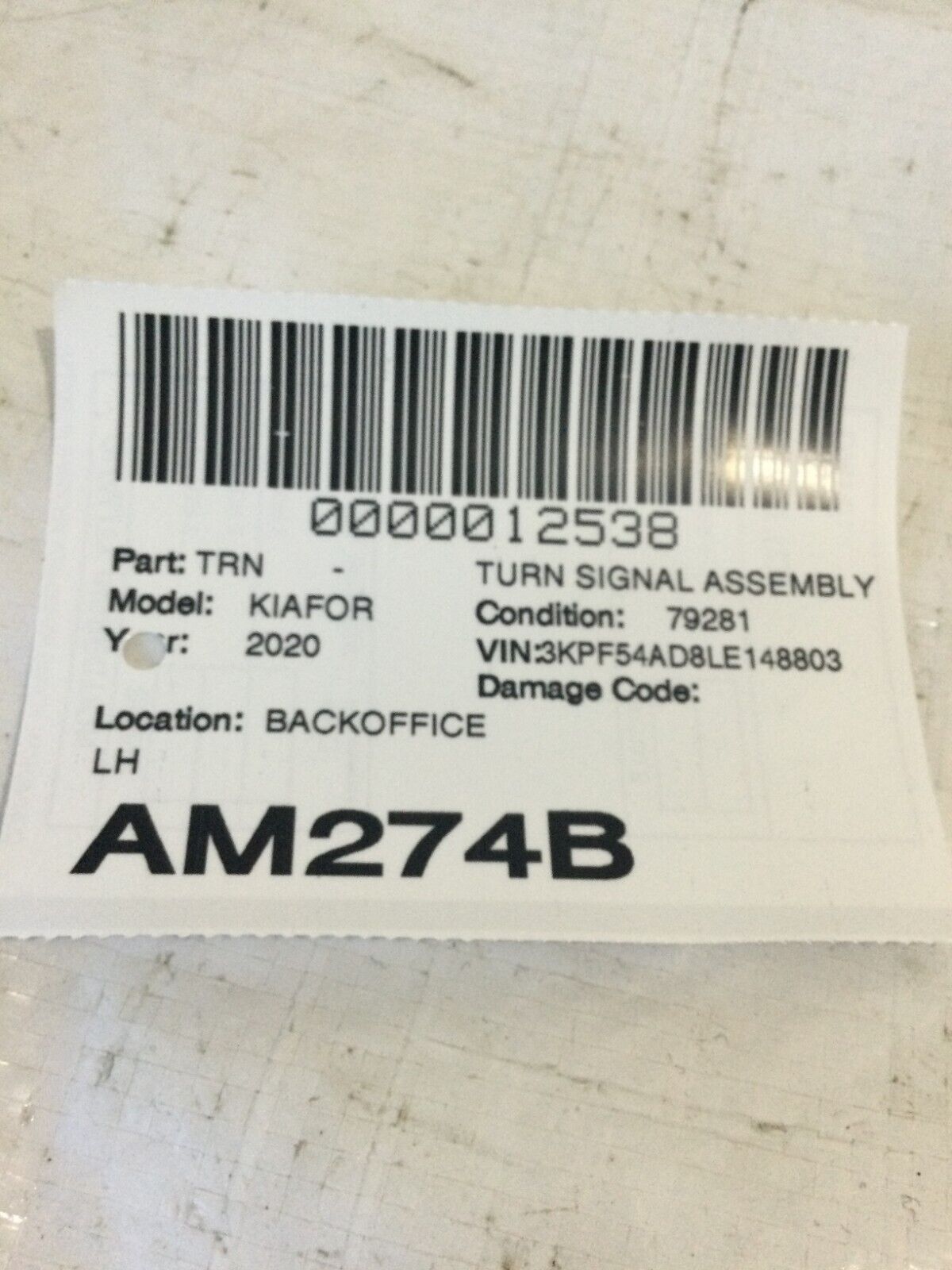 2019-2021 Kia Forte Front Right Fog Light 92304-M7000 OEM