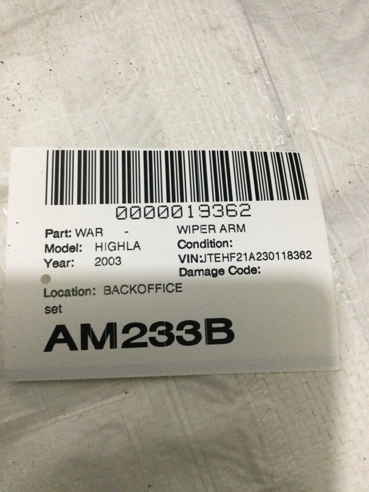 2001-2007 Toyota Highlander Front Wiper Arm Set Left And Right OEM