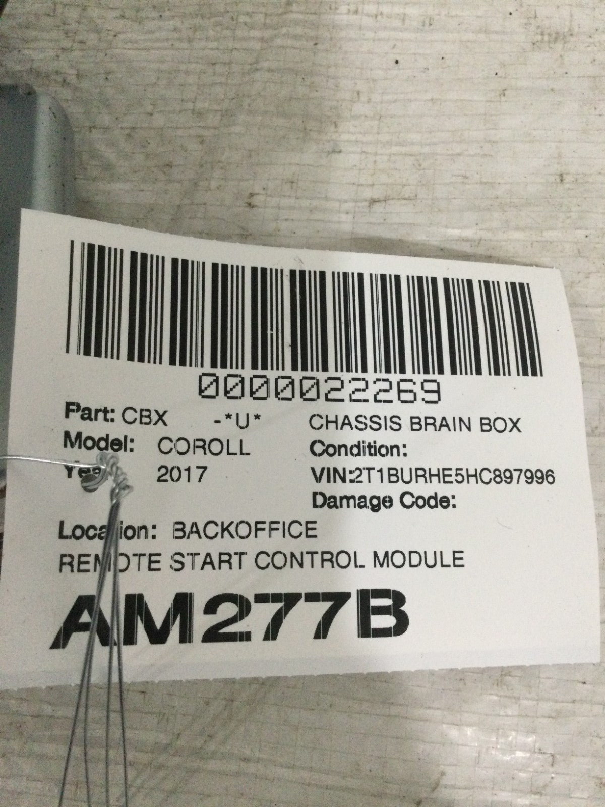 2017 Toyota Corolla Remote Start Control Module OEM PU860-ECU10-NS