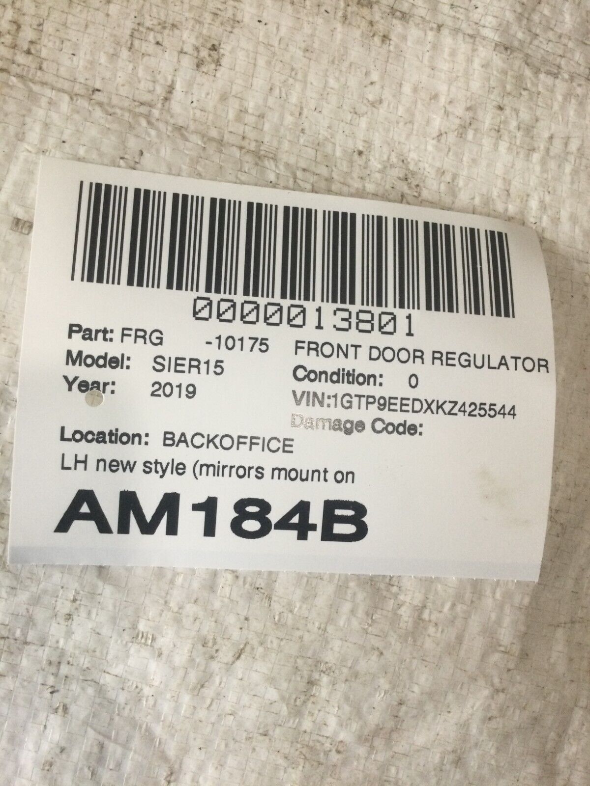 2019 GMC Sierra 1500 Front Left Window Door Motor OEM