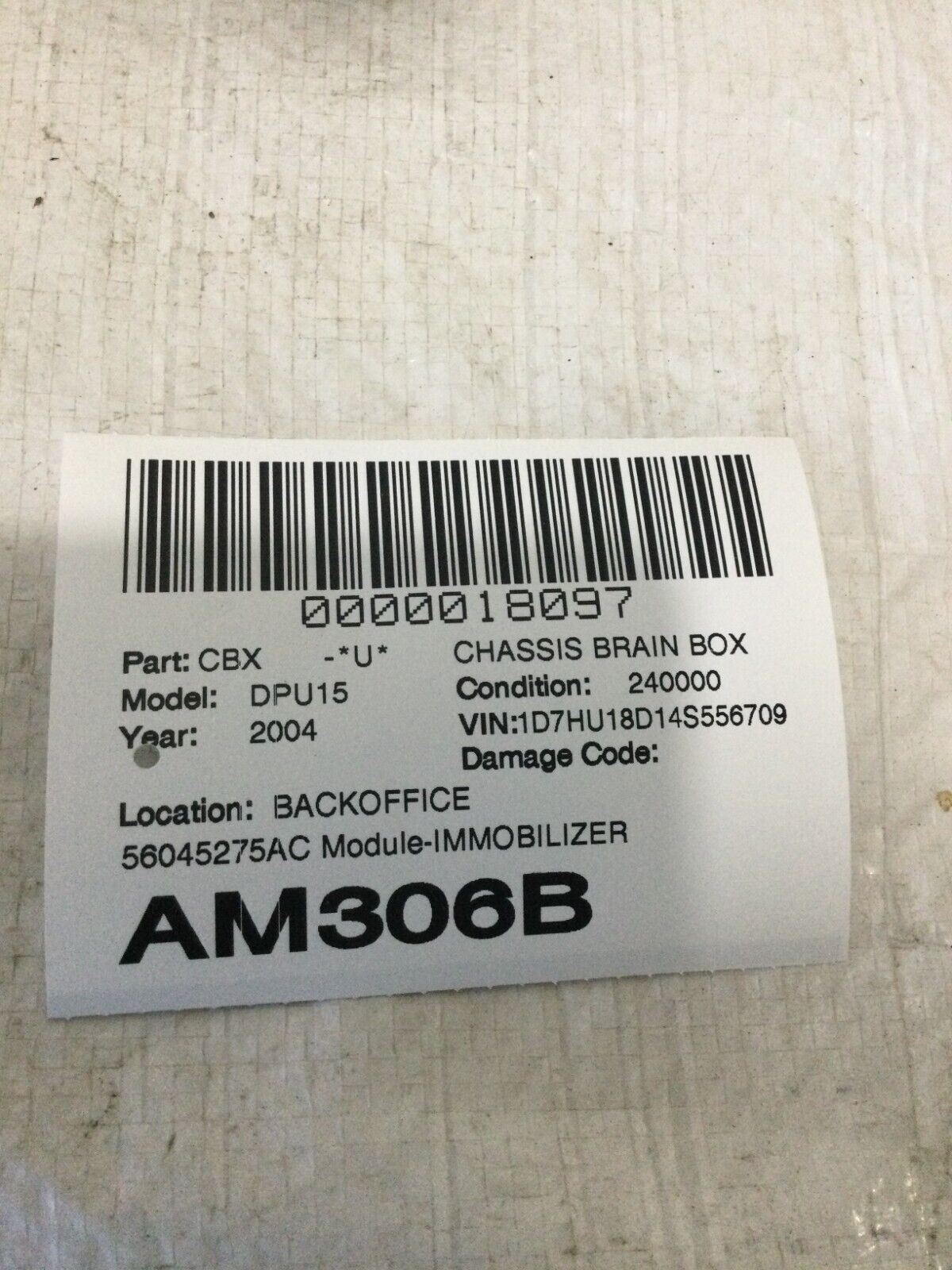 P56045275AC Dodge / Chrysler / Jeep IMMOBILIZER TRANSCEIVER Anti Theft 5WY7197A