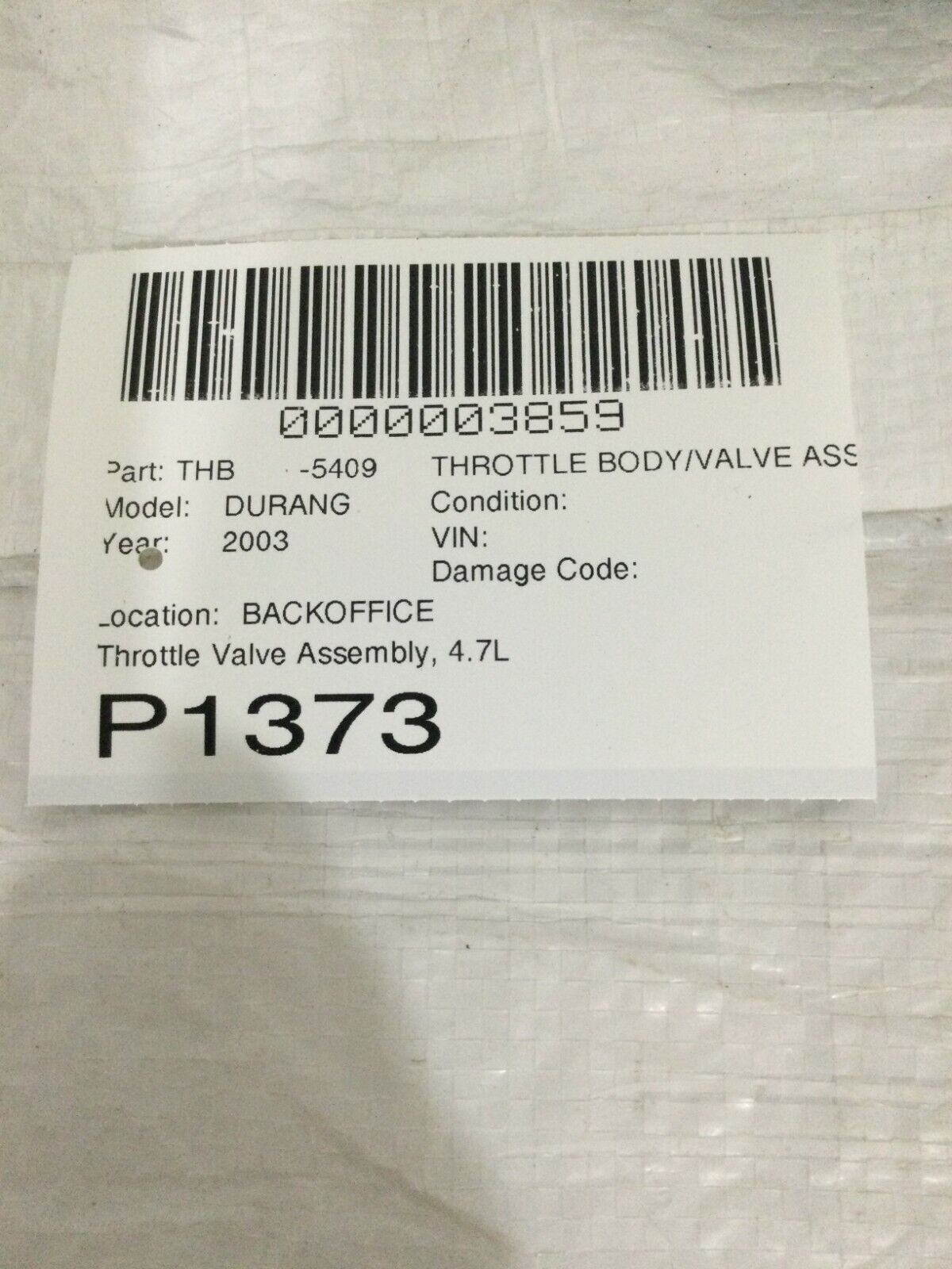 2001-2003 Dodge Durango Throttle Body Valve Assembly 11200015BB OEM 4.7L