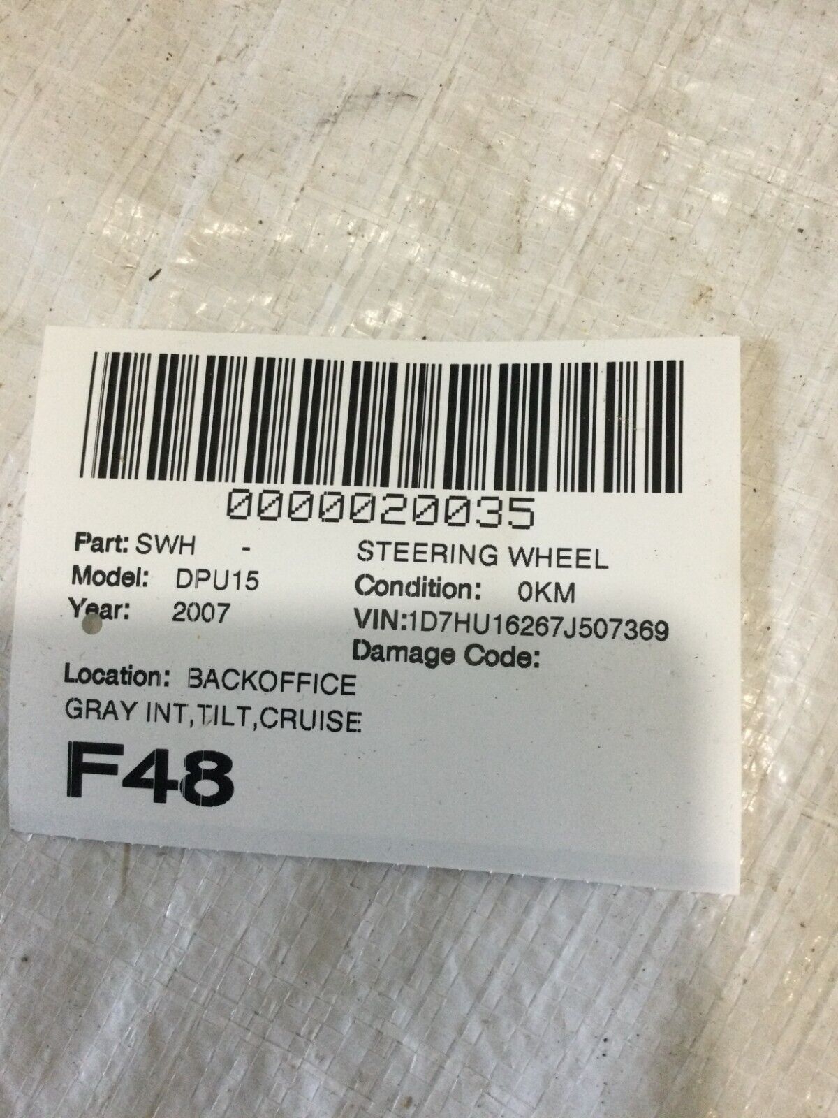 2007 Dodge Ram 1500 Steering Wheel Assembly OEM