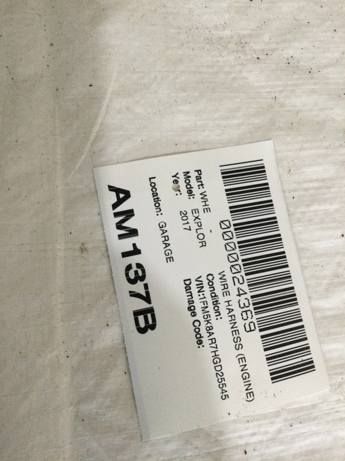 2017 Ford Explorer Engine Wire Harness OEM GU5T12C508J4CP7