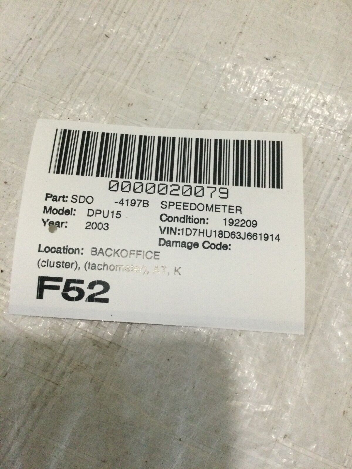 2003 Dodge Ram 1500 Speedometer Gauges Instrument Cluster KPH 56049744AA OEM