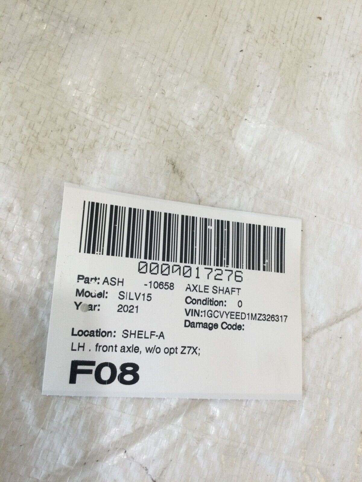2021 Chevrolet Silverado 1500 Front Left CV Axle Shaft OEM 84759929