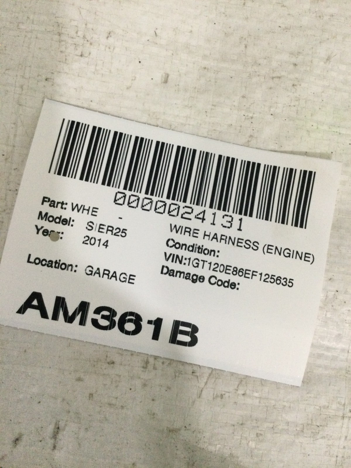 2014 GMC Sierra 2500 6.6L Engine Wiring Harness OEM