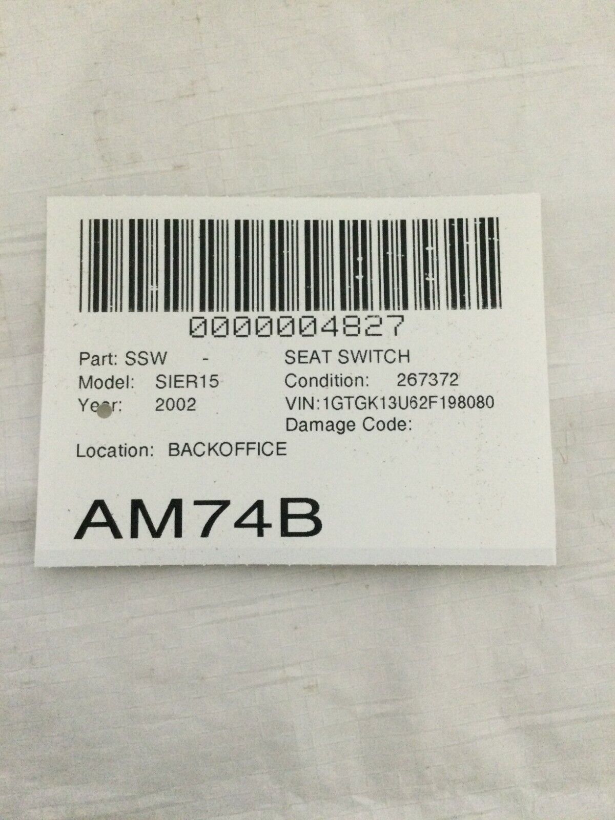 2000-2002 GMC Sierra 1500 Front Switch Seat Right RH OEM