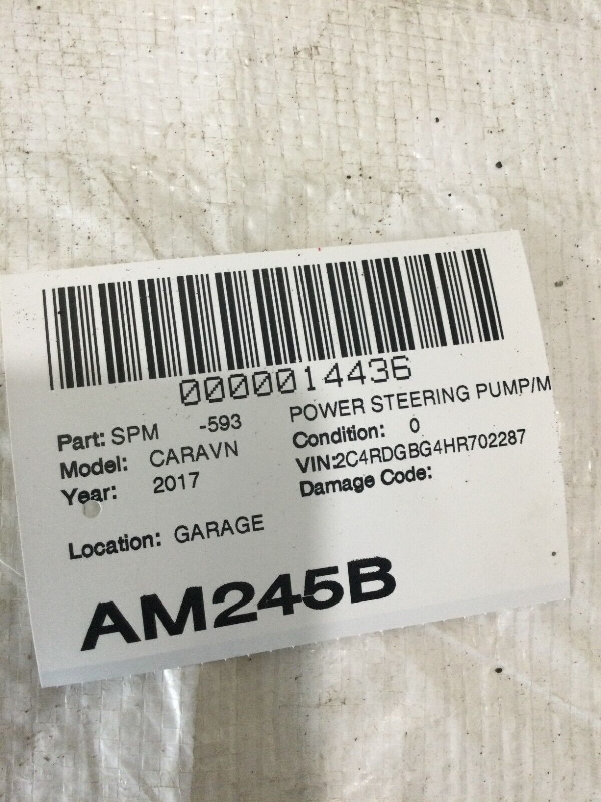 2017 Dodge Grand Caravan Power Steering Pump OEM