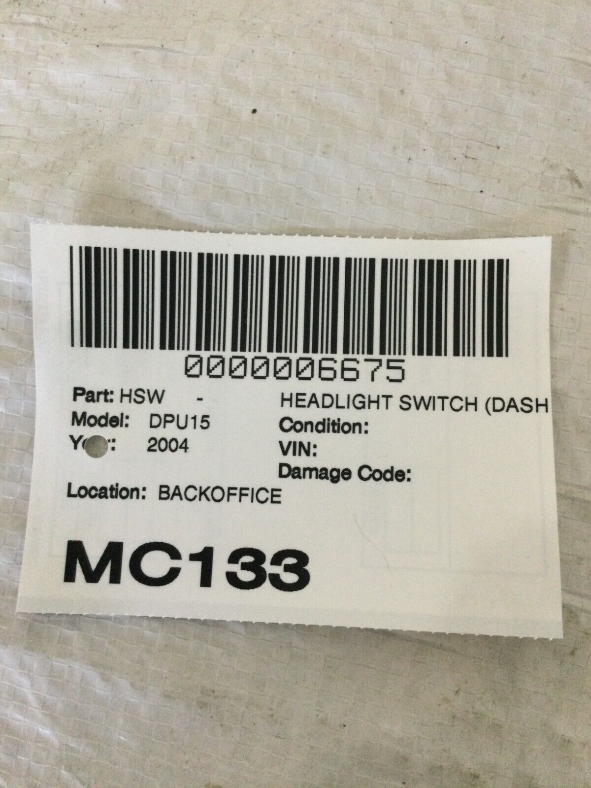 2004 Dodge Ram 1500 Headlight Fog Cargo Switch OEM