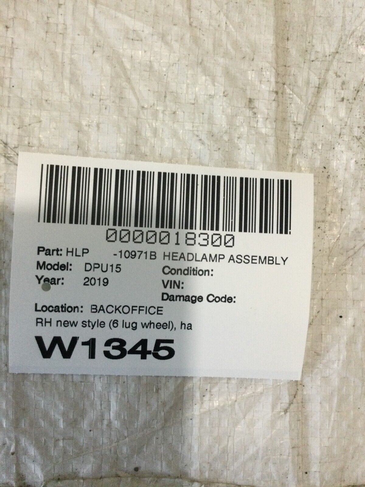 2019 2020 Dodge Ram 1500 Right Passenger Halogen Headlight 68316080AH OEM
