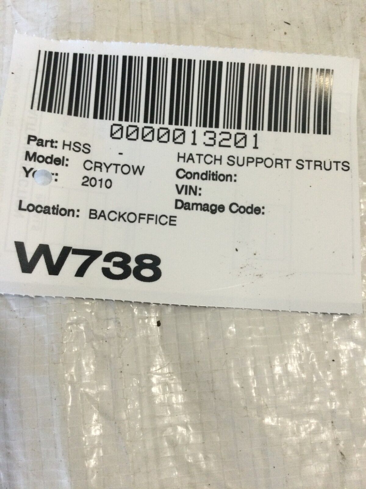 Rear Hatch Lift Support Shock 2008-2010 Dodge Grand Caravan Town & Country OEM