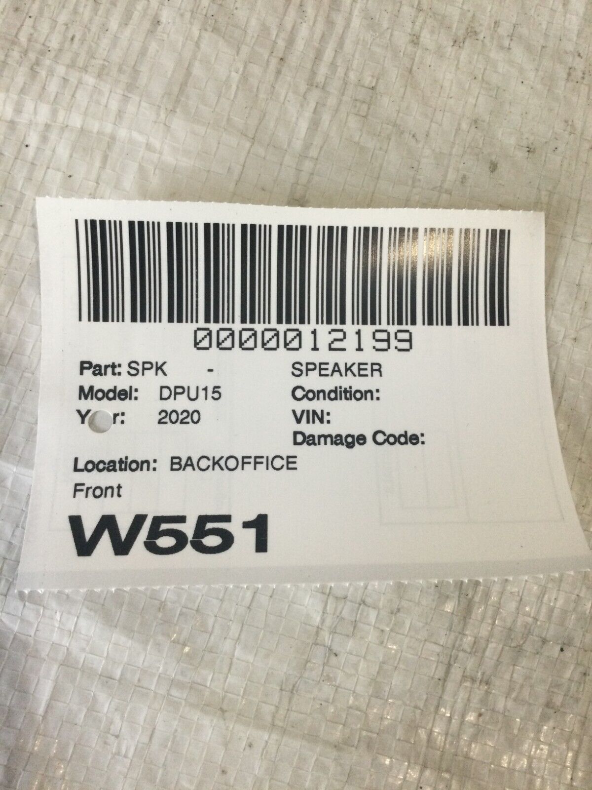 2020 Dodge Ram 1500 Front Door Speaker 52851560AA OEM