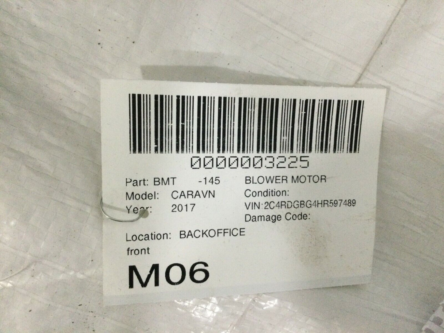 2017 Dodge Grand Caravan A/C Heater Blower Motor OEM