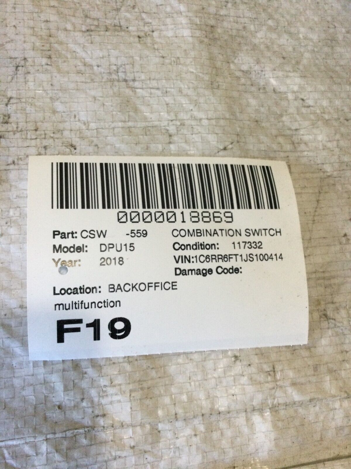 2018 RAM 1500 Multifunction Combination Switch OEM