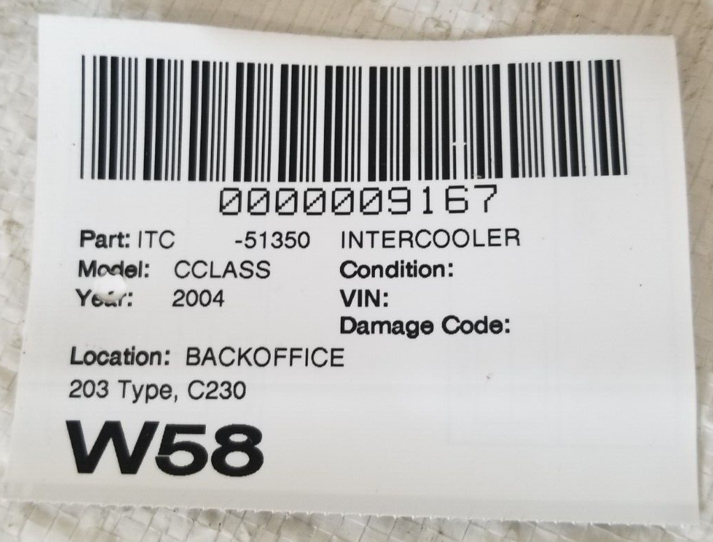 2002-2005 Mercedes W230 C230 Intercooler Air Cooler Radiator OEM