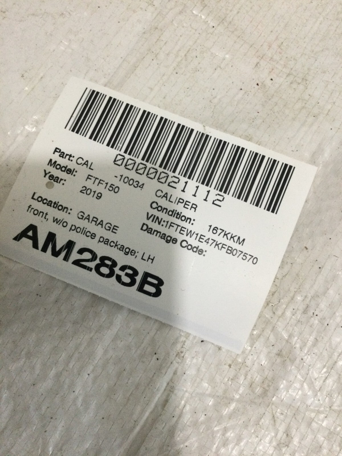 2019 Ford F-150 F150 Front Left Brake Caliper W/O Police Package OEM 2015-2019