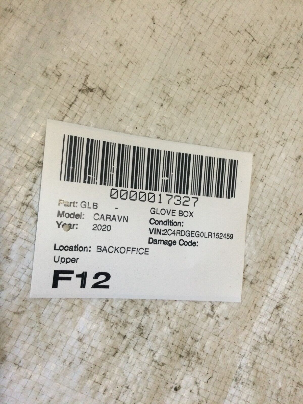 2020 Dodge Grand Caravan Upper Glove Box P1QL80DX9AE OEM