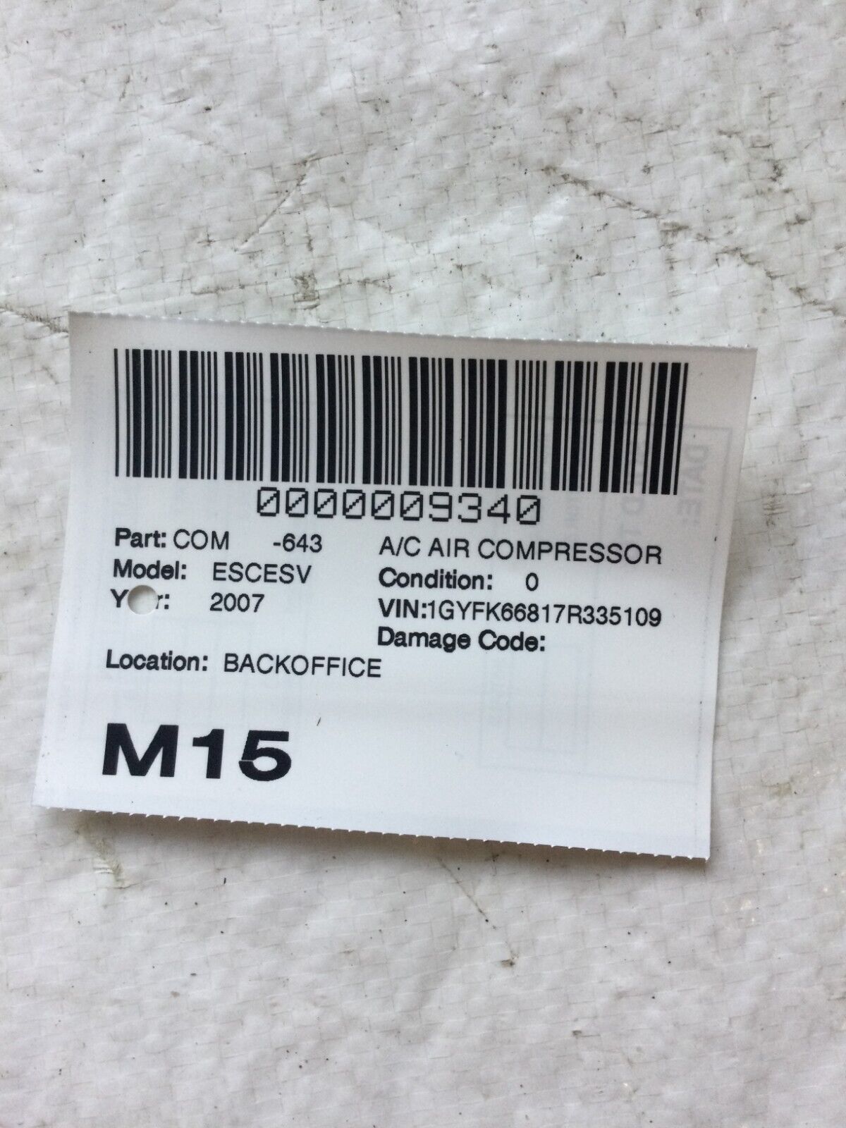 2007 Cadillac Escalade ESV A/C Air Compressor OEM HFC134a