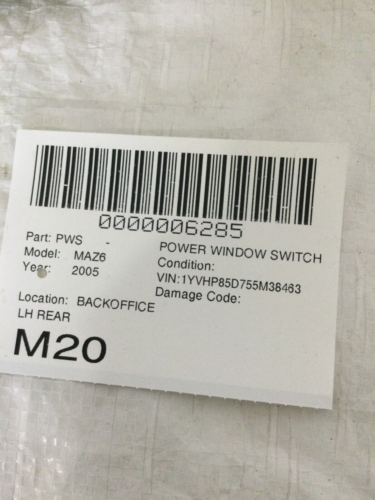 2003-2005 Mazda 6 Rear Left Driver Side Power Window Switch OEM