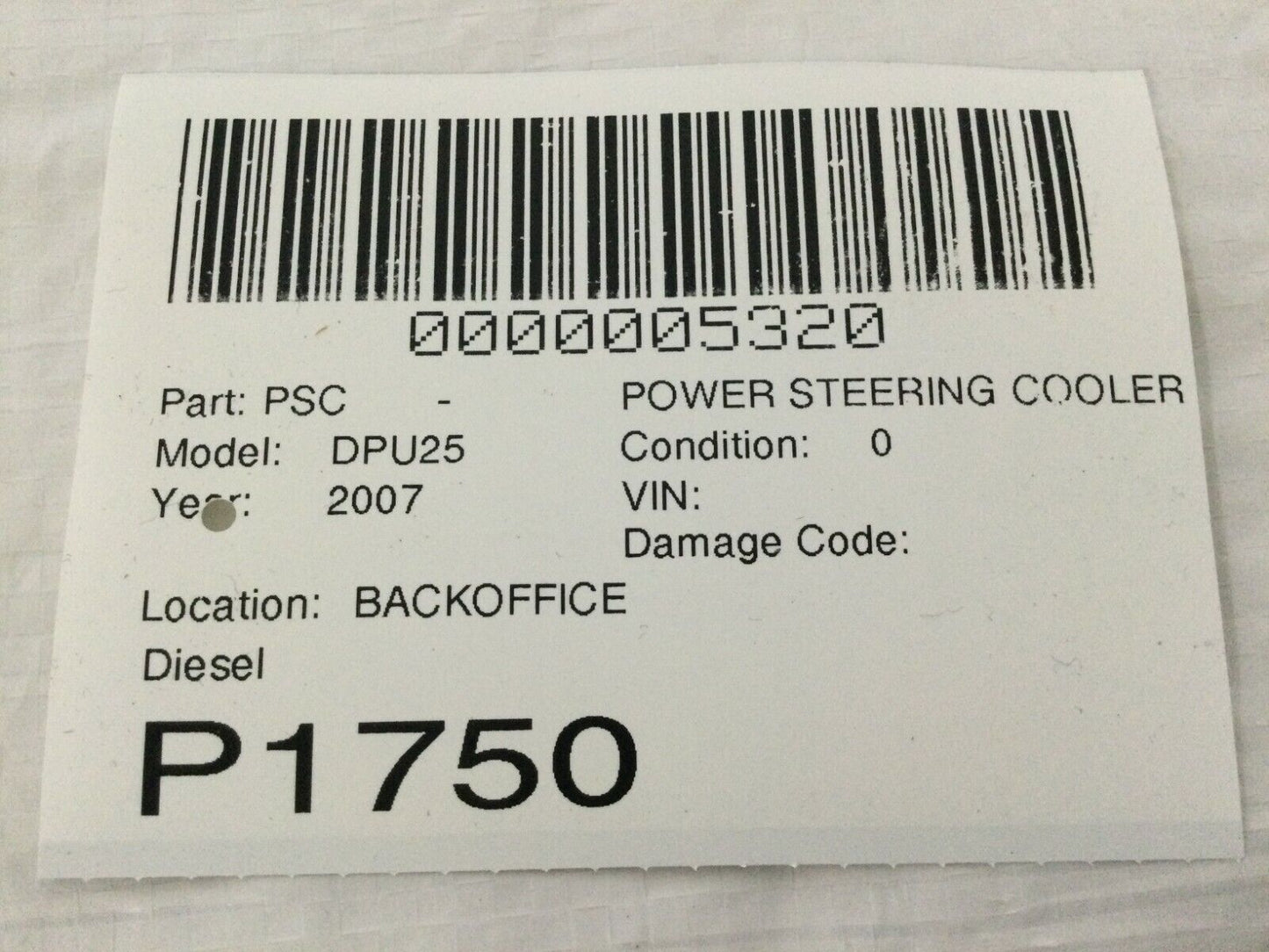 2007 Dodge Ram 2500 Diesel Power Steering Cooler OEM