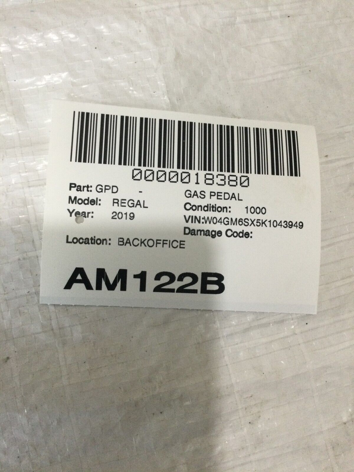 2019 Buick Regal Sportsback Accelerator Gas Pedal OEM